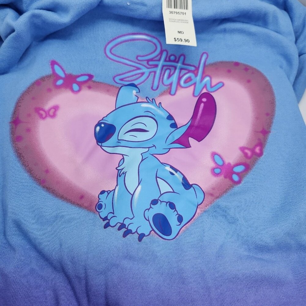Nwt Disney Stitch Airbrush Hoodie Ombre‎ Pink Blue Medium